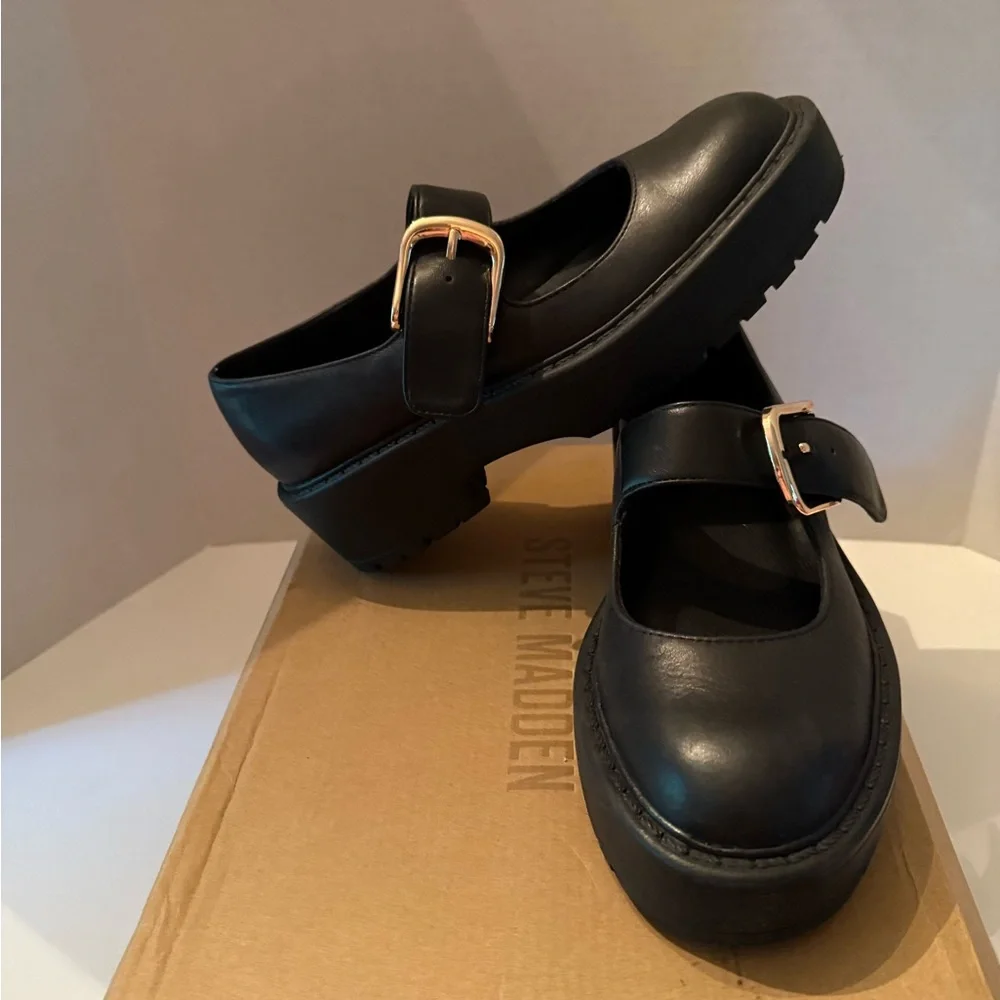 Steve Madden MILLEE Black Platform Mary Jane Shoes Women’s 7 NEW